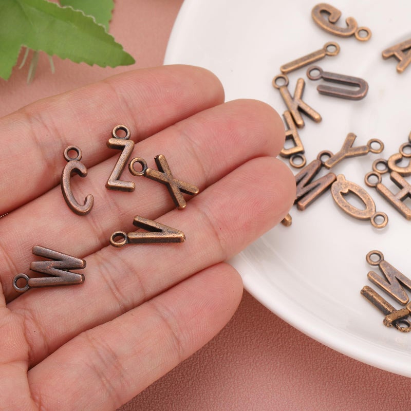 Red Bronze Alphabet Pendant Charms 156 Pieces For DIY Jewelry Making - Image 4
