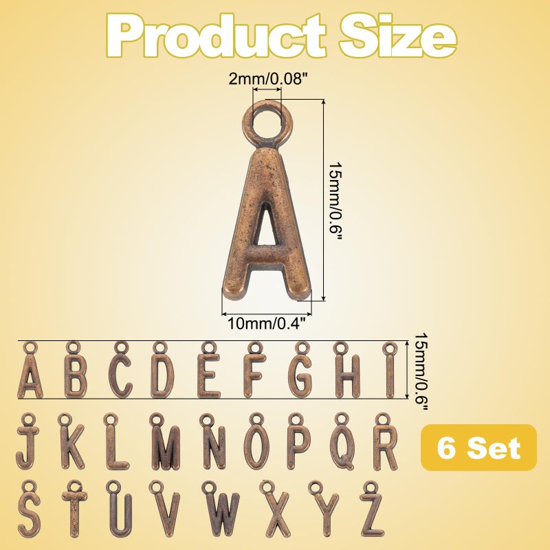 Red Bronze Alphabet Pendant Charms 156 Pieces For DIY Jewelry Making - Image 3