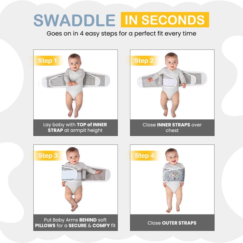 Anna & EveÂ® Baby Swaddle Strap for Newborns and Infants - 100% Cotton, No Overheating - The Original Arms Only - Adjustable Small Size Swaddle, Fits Chest 13.5" to 17" - Woodland Blue - Image 5