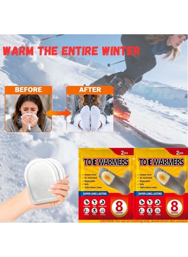 **مدفئات أصابع القدم للاستخدام لمرة واحدة - دفء يدوم حتى 8 ساعات**   **مدفئات قدم لاصقة تنشط بالهواء - عديمة الرائحة ورفيعة جدًا**   **مثالية للعمل الشتوي، الرياضة، والأنشطة الخارجية**   **5 أزواج (10 قطع)** - Image 2