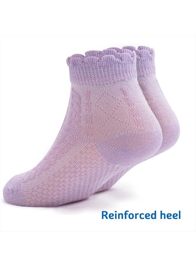 Looching 5 Pairs Baby Girls Boys Mesh Thin Cotton Socks Toddler Ruffle No Show Soft Low Cut Ankle Socks for Little Kids  - Image 5