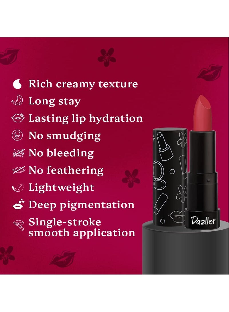 Dazller Matte More Lipstick 4g 102 Lightweight Creamy Long Stay - Image 3