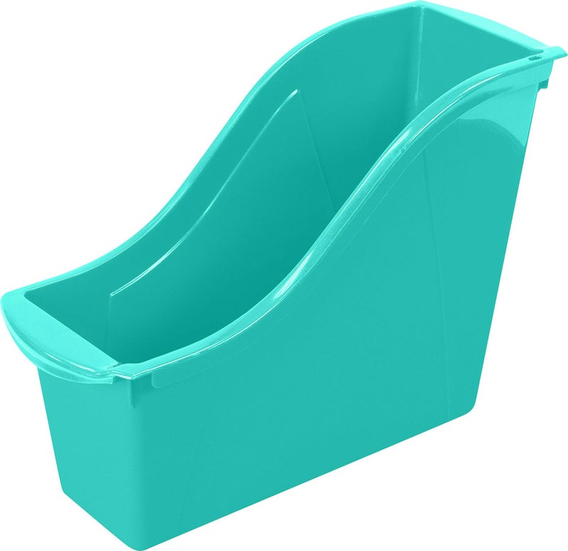 Storex Small Book Bin, Linking Storage Bin, Dry Erase Surface, 11.75" x 8.5" x 4.5" STEM Turquoise (Pack of 6) - Image 3