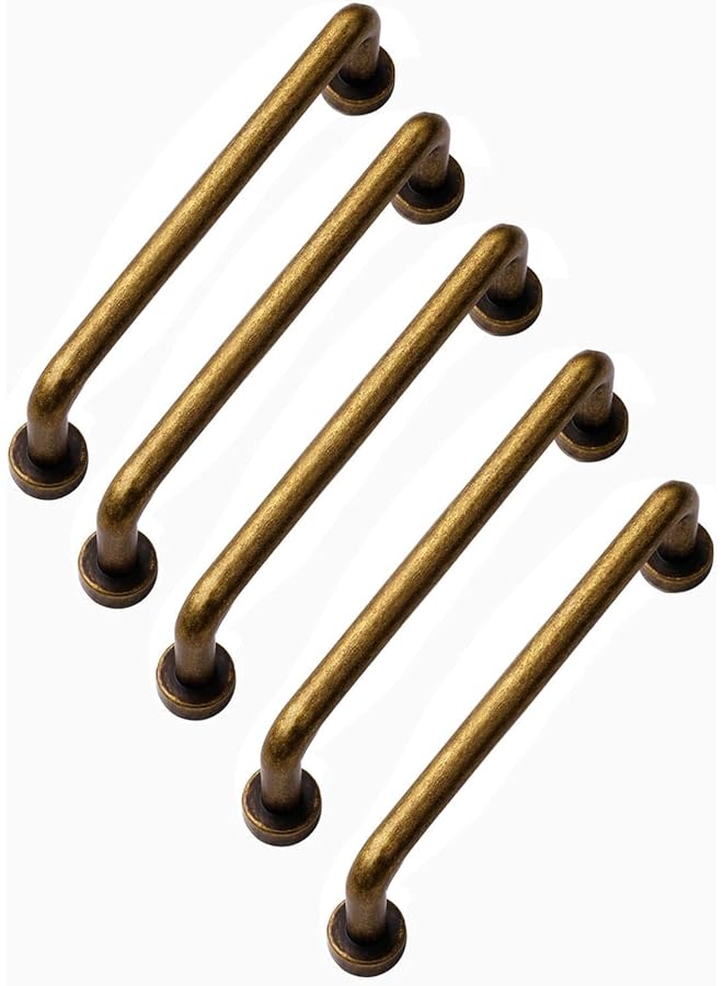 PROMASS Antique Brass Cabinet Bar Pulls 3.78" Hole Center 5 Pack Classic Vintage Retro Drawer Handles Kitchen Cupboard Bathroom Dresser Cabinet Hardware - Image 1
