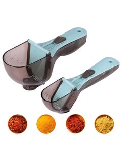 2 piece Adjustable Measuring Spoon Plastic Markings Magnetic Teaspoon Tablespoon Scoop Tsp Tbsp Cup Ml Oz For Liquid Dry Ing Ients Powder Measuring Cooking Utensils Multicolour