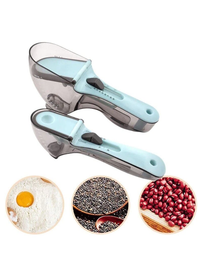 Generic - 2 piece Adjustable Measuring Spoon Plastic Markings Magnetic Teaspoon Tablespoon Scoop Tsp Tbsp Cup Ml Oz For Liquid Dry Ing Ients Powder Measuring Cooking Utensils Multicolour - Image 1