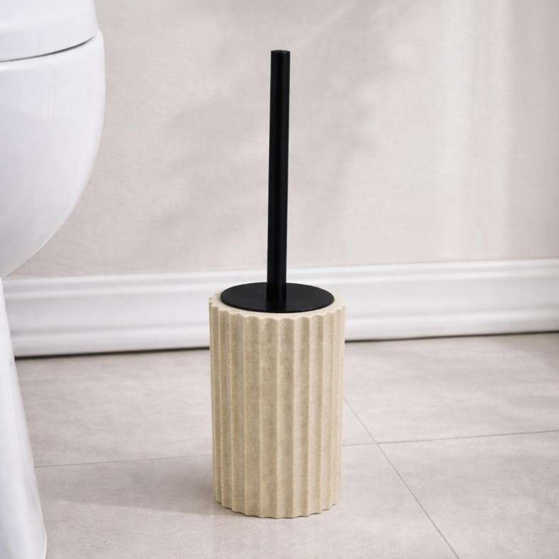 Pan Home Florence Polyresin Toilet Brush Holder 9.4x9.4x15cm - Beige - 211HEL9900828 - Image 1