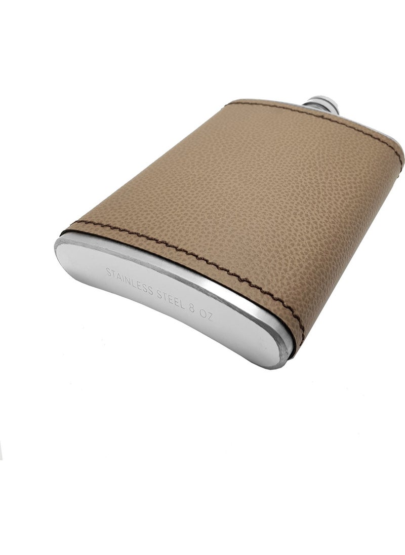 Weather Forecast Steel Covered Gray Leather 8 Oz 240 ml Liquor Flask Set PY96GRT  - Image 3