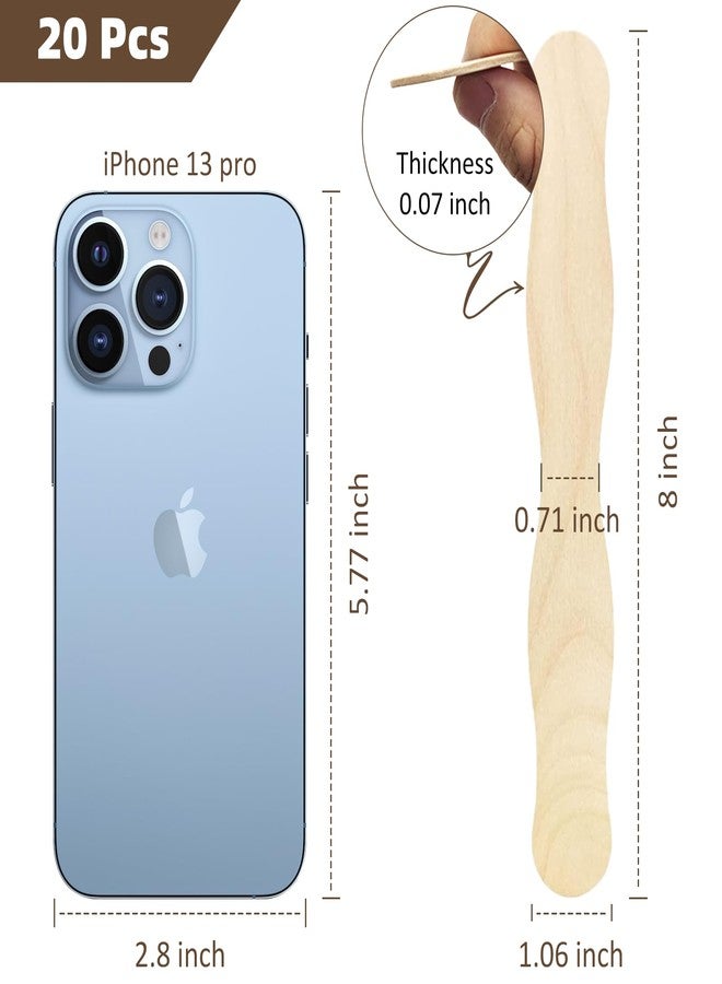 WISYOK 8 inch Craft Sticks, 20 Pack Wood Wavy Sticks, Fan Handles, Large Popsicle Sticks for Crafts, Wedding Programs, DIY Crafting, Painting Mixing - Image 2