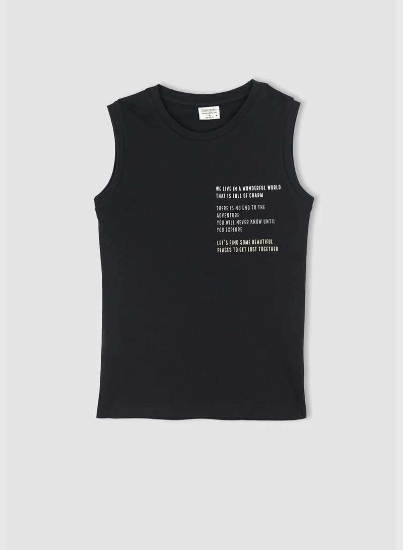 DeFacto Boy Regular Fit Sleeveless Slogan Print Vest
