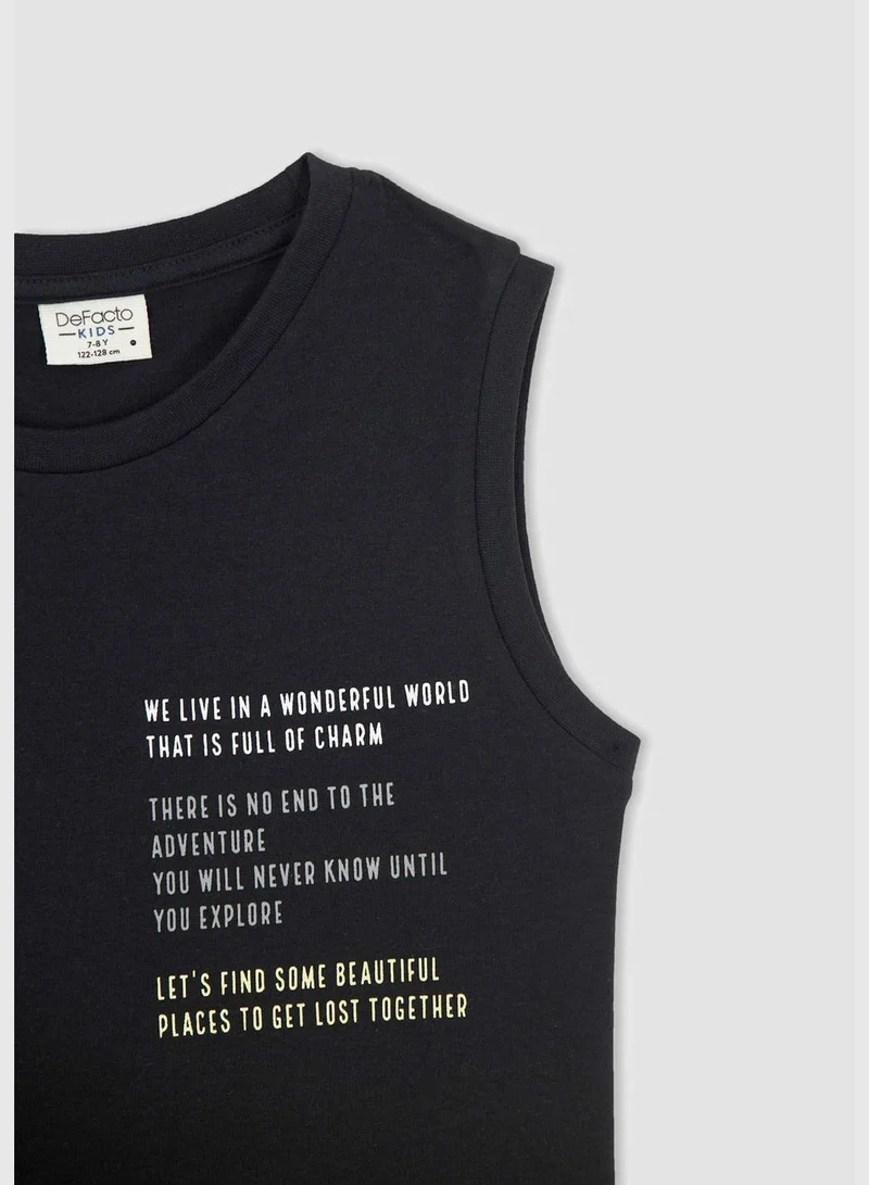 DeFacto Boy Regular Fit Sleeveless Slogan Print Vest