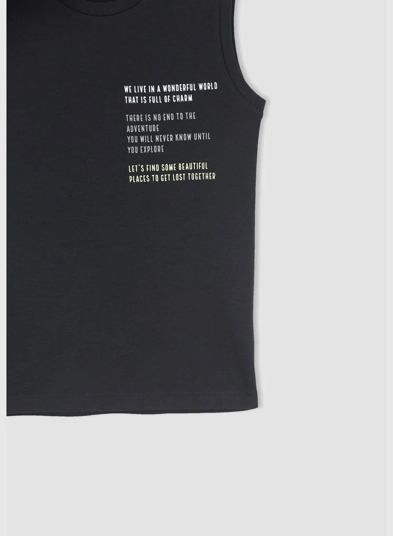 DeFacto Boy Regular Fit Sleeveless Slogan Print Vest