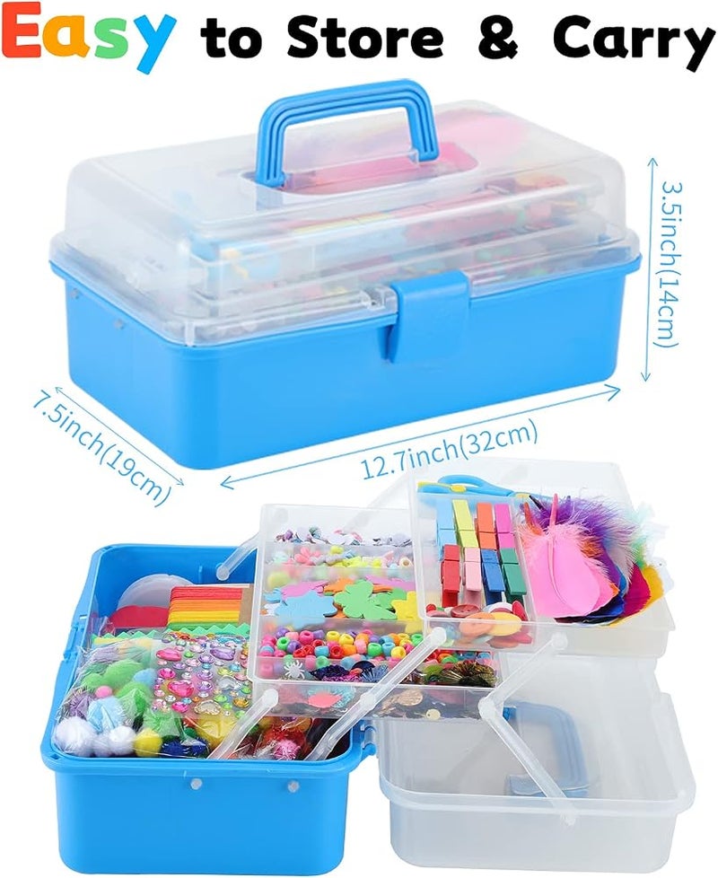 VOLINFO Arts and Crafts Supplies for Kids- 1600+ PCS DIY Craft Kits Including Pipe Cleaners, Folding Storage Box, Preschool Homeschool Craft Set Toys Gift for Boys and Girls(Blue) - Image 4