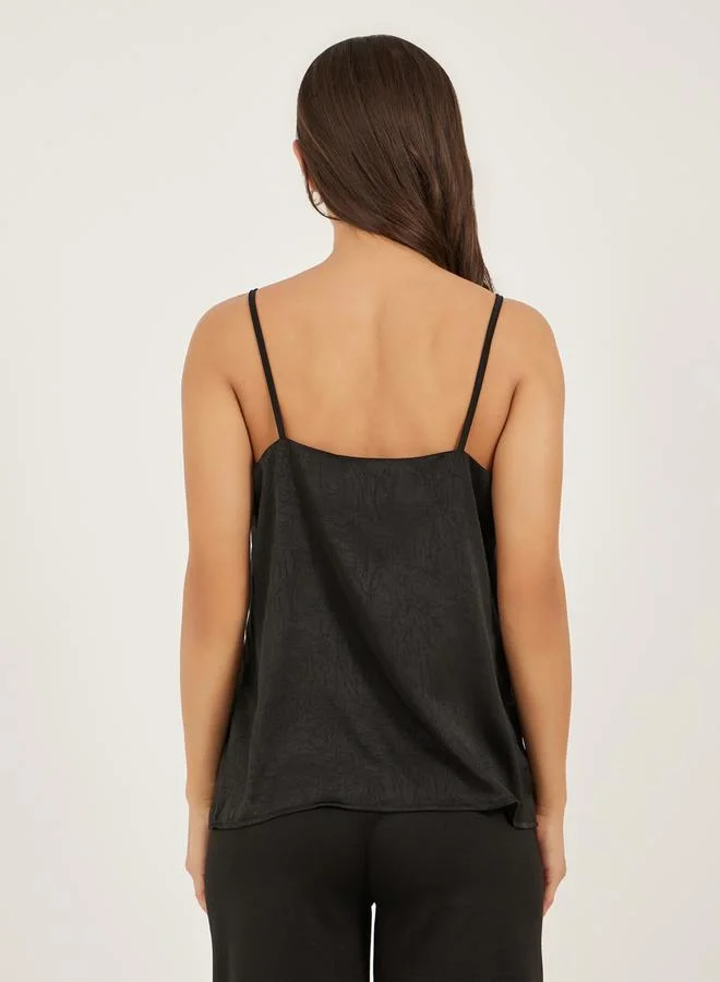 Styli Textured Embellished V Neck Cami Top