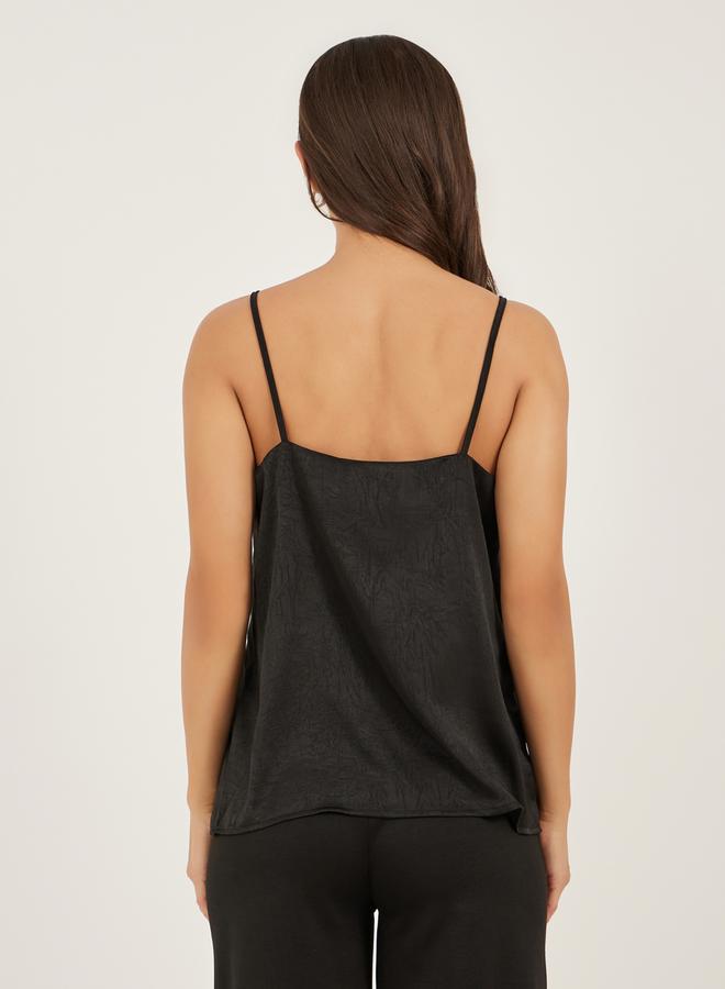 Styli Textured Embellished V Neck Cami Top  - Image 5