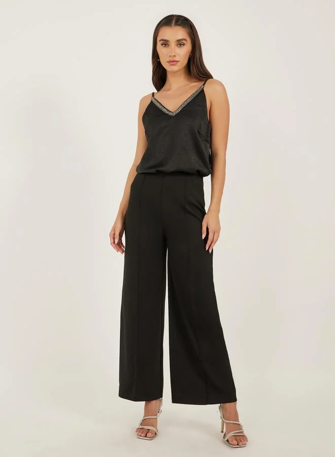 Styli Textured Embellished V Neck Cami Top