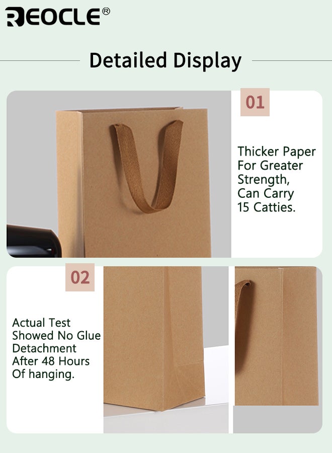 REOCLE 6PCS Kraft Paper Gift Bags Long  Bottle Bags with Handles Eco Friendly Packaging for Wedding Birthday Baby Shower Party Favors and Corporate Events - Image 5