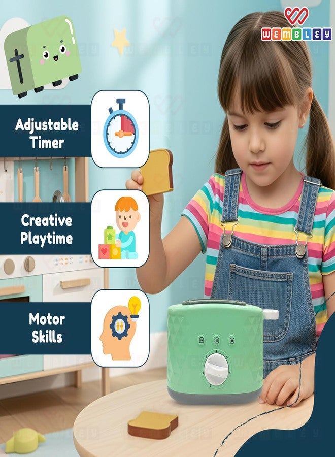 Wembley Mini Chef’s Corner Toaster Toy Set | Pop Up Toaster Kitchen Set for Girls| Toaster with Timer & 2 Simulated Breads | Pretend Play Kitchen Set for Kids Girls & Boys | Gift for Kids Age 3+ - Image 3