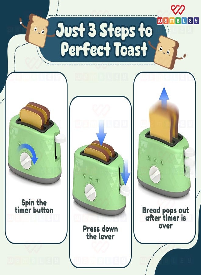 Wembley Mini Chef’s Corner Toaster Toy Set | Pop Up Toaster Kitchen Set for Girls| Toaster with Timer & 2 Simulated Breads | Pretend Play Kitchen Set for Kids Girls & Boys | Gift for Kids Age 3+ - Image 4