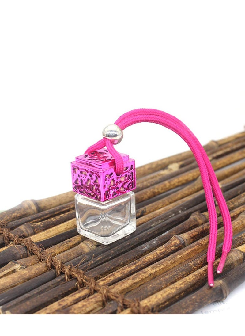 4 Pcs 8ml Car Hanging Perfume Diffuser,Empty Clear Glass Square Car Air Freshener Essential Oil Fragrance Pendant Bottle Vials With Wooden Caps & Hanging String