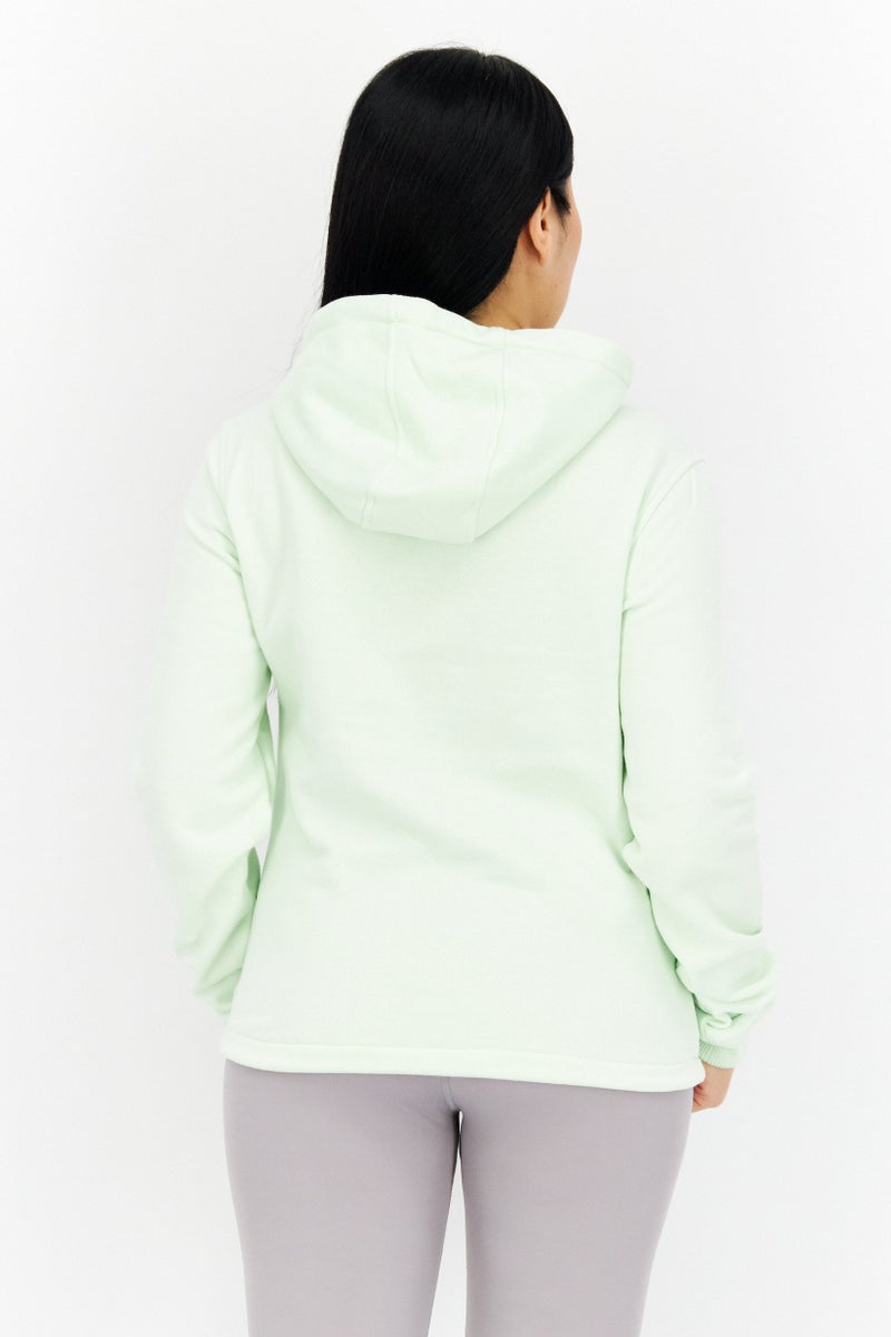 Urban Classic Women Hooded Plain Long Sleeves Sweatshirts, Light Mint - Image 2