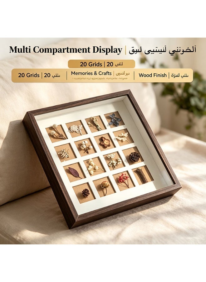 Deep Shadow Box Picture Frame, Solid Wood, for Dried Flowers, Memorabilia, Photos, Wall Mount & Tabletop, White/Walnut/Black - Image 4