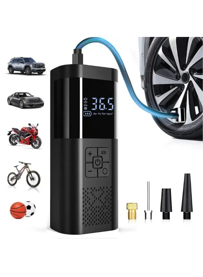 منفاخ إطارات - ضاغط هواء محمول ١٥٠ رطل لكل بوصة مربعة، مضخة هواء كهربائية ٦٠٠٠ مللي أمبير/ساعة مع منفذ USB-C، شاشة رقمية، معزز بطارية السيارة ومضخة هواء سريعة للسيارات والدراجات النارية والدراجات الهوائية والكرات - VC-027ضخة هواء كهربائية 150 رطل/بوصة مربعة، مع شاشة رقمية، وضوء LED وSOS - للسيارة، وسيارات الدفع الرباعي، والدراجات النارية، والدراجات الهوائية، والكرات - Image 1