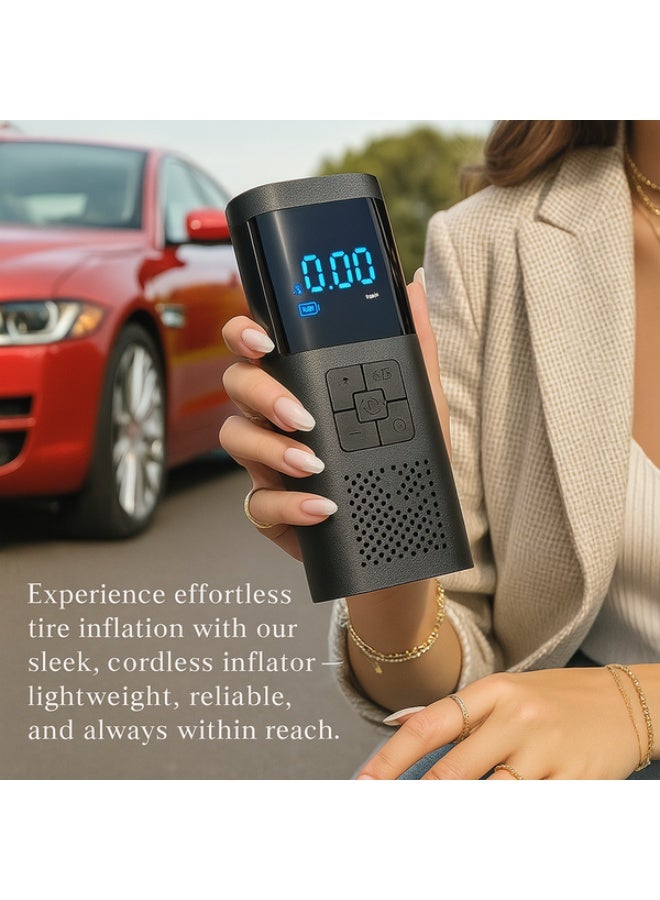 منفاخ إطارات - ضاغط هواء محمول ١٥٠ رطل لكل بوصة مربعة، مضخة هواء كهربائية ٦٠٠٠ مللي أمبير/ساعة مع منفذ USB-C، شاشة رقمية، معزز بطارية السيارة ومضخة هواء سريعة للسيارات والدراجات النارية والدراجات الهوائية والكرات - VC-027ضخة هواء كهربائية 150 رطل/بوصة مربعة، مع شاشة رقمية، وضوء LED وSOS - للسيارة، وسيارات الدفع الرباعي، والدراجات النارية، والدراجات الهوائية، والكرات - Image 4