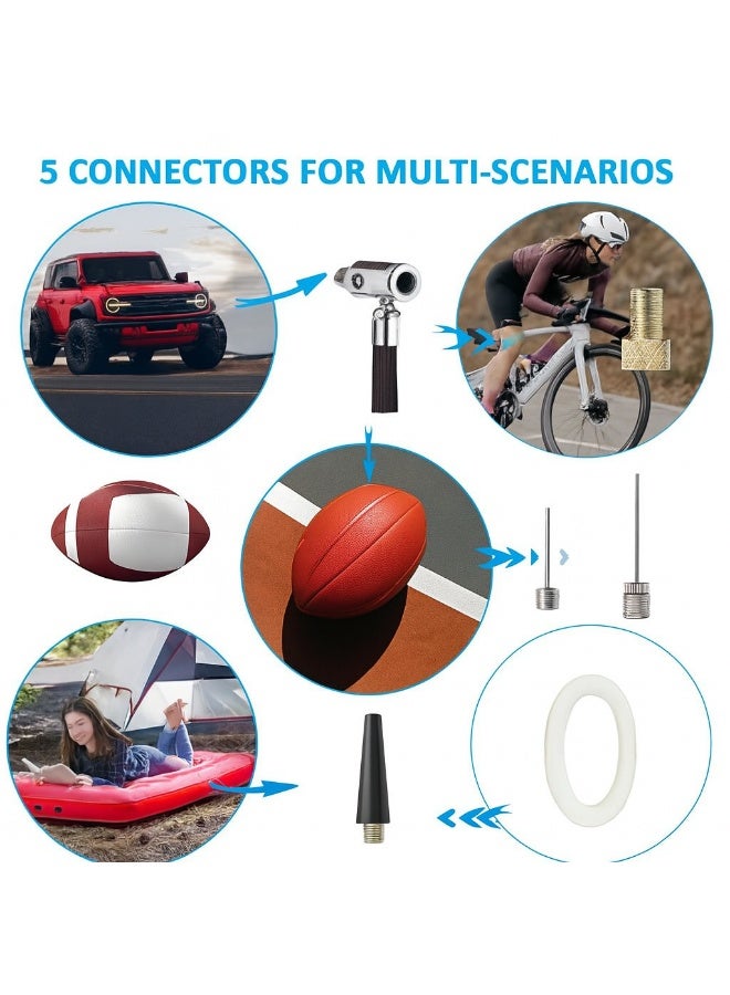 منفاخ إطارات - ضاغط هواء محمول ١٥٠ رطل لكل بوصة مربعة، مضخة هواء كهربائية ٦٠٠٠ مللي أمبير/ساعة مع منفذ USB-C، شاشة رقمية، معزز بطارية السيارة ومضخة هواء سريعة للسيارات والدراجات النارية والدراجات الهوائية والكرات - VC-027ضخة هواء كهربائية 150 رطل/بوصة مربعة، مع شاشة رقمية، وضوء LED وSOS - للسيارة، وسيارات الدفع الرباعي، والدراجات النارية، والدراجات الهوائية، والكرات - Image 3