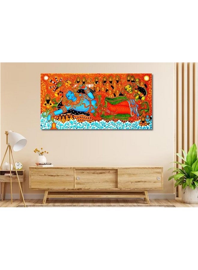 PIXELARTZ لوحة قماشية جدارية من بيكسيلارتز كيرالا - تجسيد فيشنو كريشنا التقليدي - (60x30 بوصة، كبيرة) (بدون إطار) - Image 4