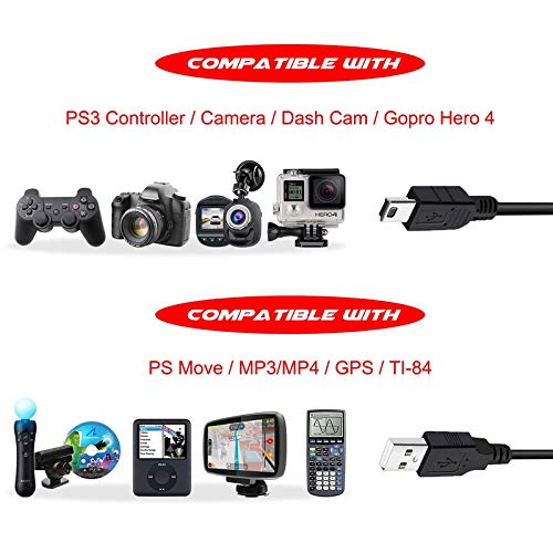 FEDUS 3 Meter USB 2.0 A to Mini 5 pin B USB Charger Cable for External HDDS/Camera/Card Readers/video game - Image 4