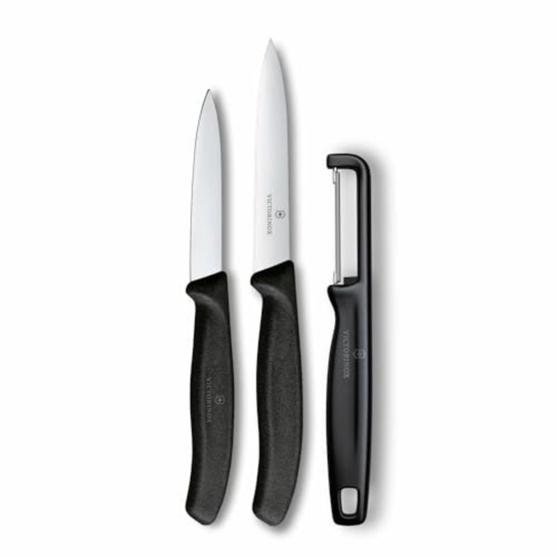 Swiss Classic Paring Knives with I-Peeler Set 3-Pieces in Gift Box, Black - Image 1