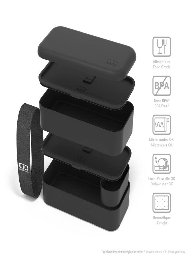 monbento - MB Original Black bento box - 2 tier leakproof lunch box for work/school lunch packing and meal prep - BPA free - Food grade safe food containers - Image 3