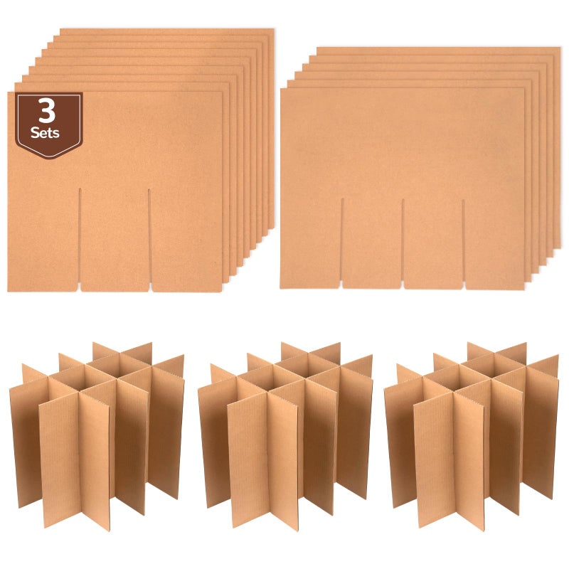 fuceury 3 Sets of Glass Dividers for Bo x Packing Boxes Kit for Movin Dishes Wine Boxes for Movin, Packing Supplies for Moving Fits in 16 x 12 x 12 Inch Box (Box Not Included) - Image 1