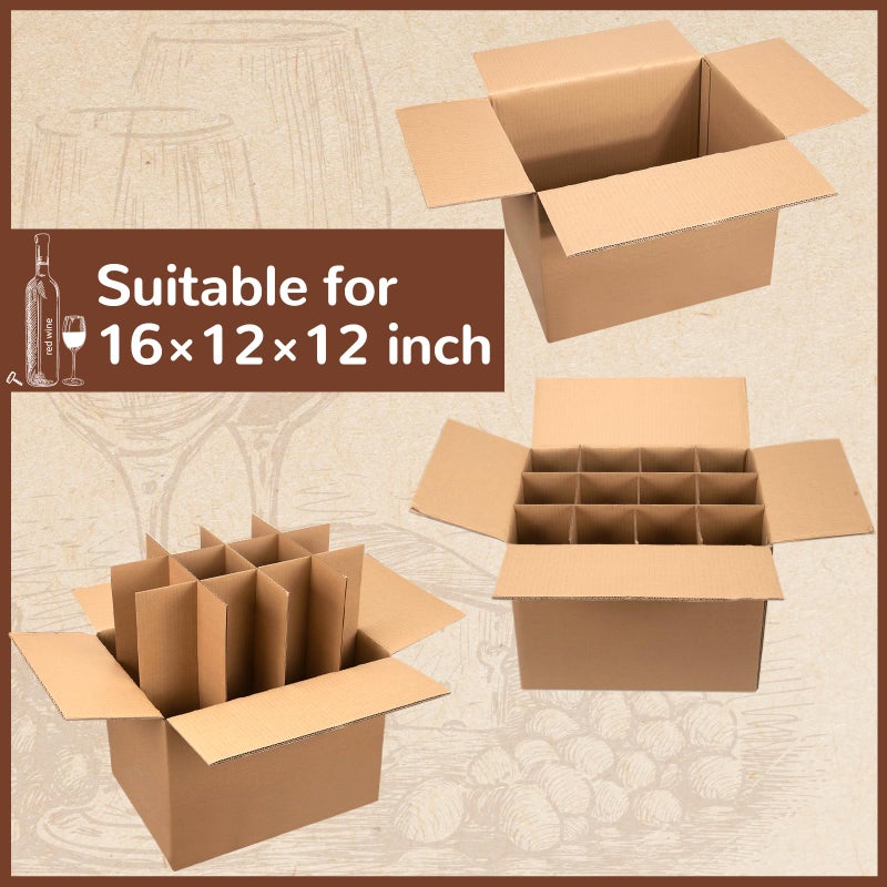 fuceury 3 Sets of Glass Dividers for Bo x Packing Boxes Kit for Movin Dishes Wine Boxes for Movin, Packing Supplies for Moving Fits in 16 x 12 x 12 Inch Box (Box Not Included) - Image 4