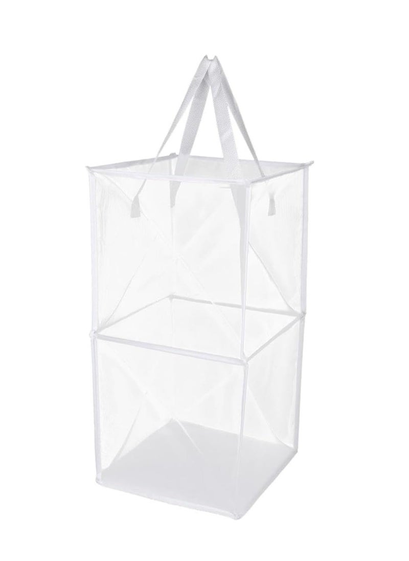 TYCOM Popup Laundry bags Hamper with Handles Portable Durable Collapsible Storage Easy Folding Pop Up Clothes Hampers Basket Foldable for Kids Room College Dorm or Travel Double White  - Image 1