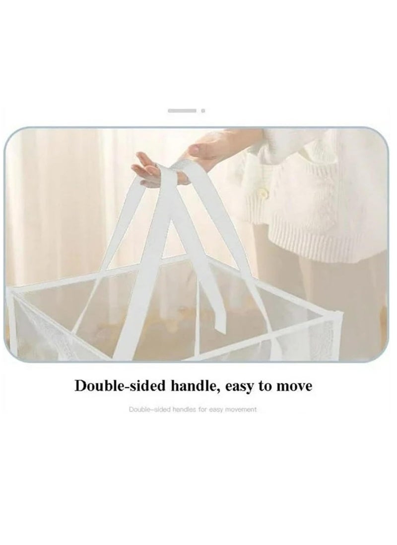 TYCOM Popup Laundry bags Hamper with Handles Portable Durable Collapsible Storage Easy Folding Pop Up Clothes Hampers Basket Foldable for Kids Room College Dorm or Travel Double White  - Image 3