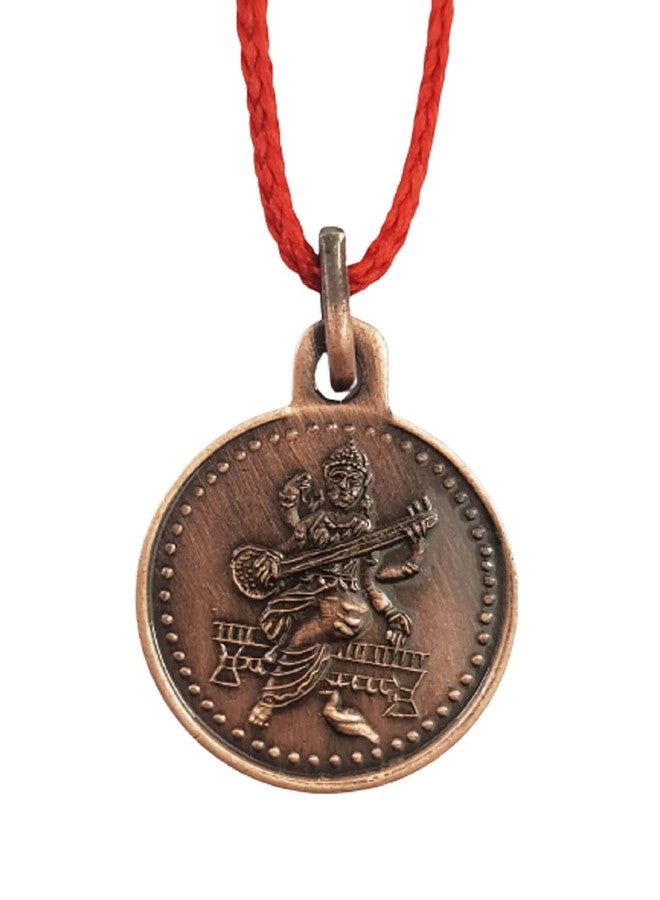 numeroastro Shri Saraswati Locket | Pendant In Pure Copper (Oxidized Finish) (6 Grams Approx) (1 Pc) - Image 3