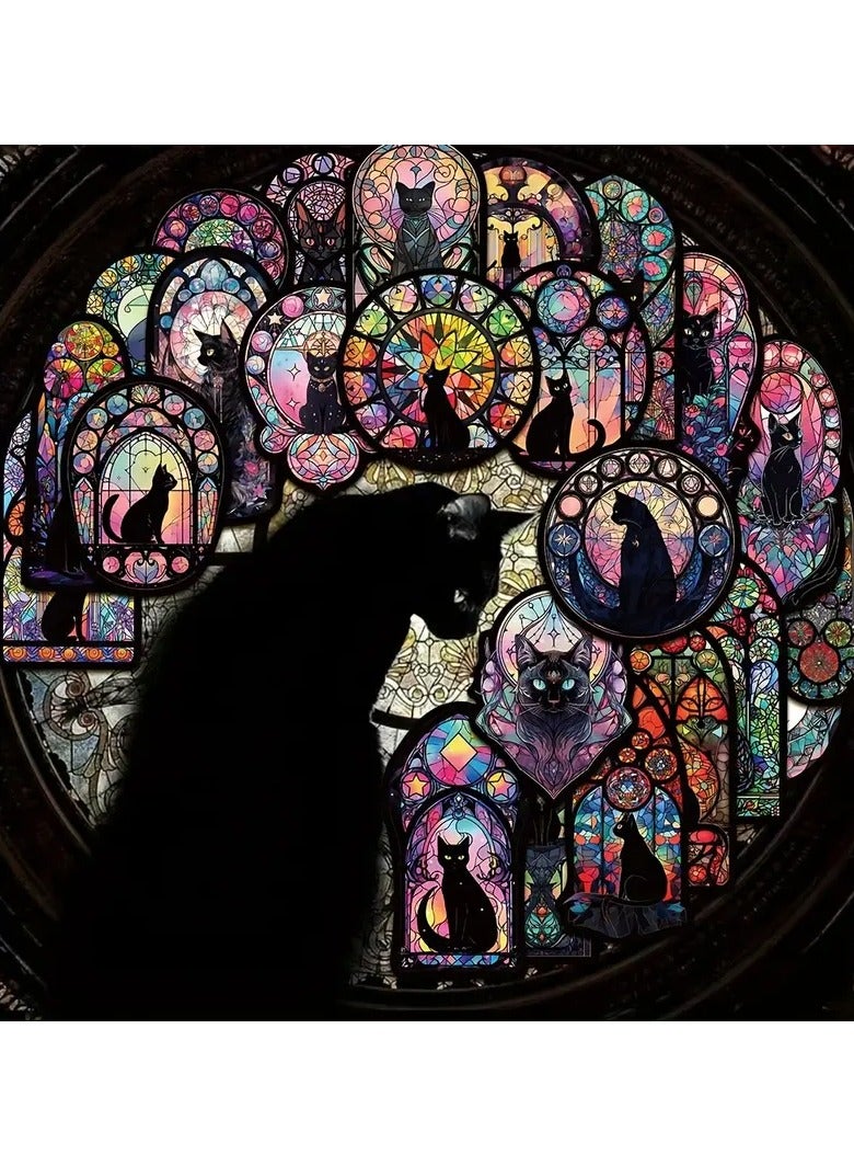 Goolsky 50pcs Gothic Cat Graffiti Stickers - Waterproof PVC Decals for DIY Projects on Laptops, Phones, Tablets, Guitars & More - Durable, Self-Adhesive Animal Print Designs - Image 3