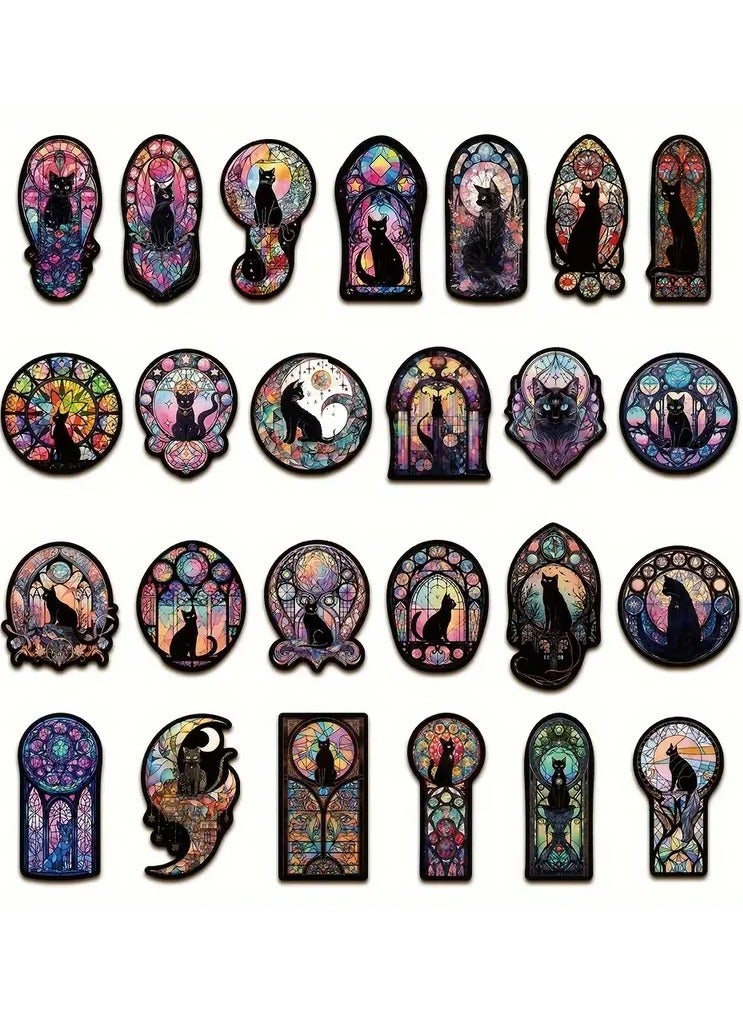 Goolsky 50pcs Gothic Cat Graffiti Stickers - Waterproof PVC Decals for DIY Projects on Laptops, Phones, Tablets, Guitars & More - Durable, Self-Adhesive Animal Print Designs - Image 2