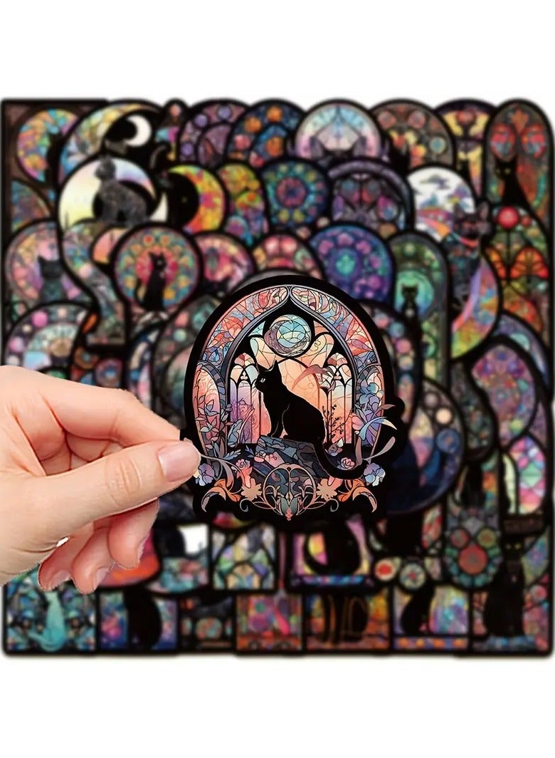 Goolsky 50pcs Gothic Cat Graffiti Stickers - Waterproof PVC Decals for DIY Projects on Laptops, Phones, Tablets, Guitars & More - Durable, Self-Adhesive Animal Print Designs - Image 5