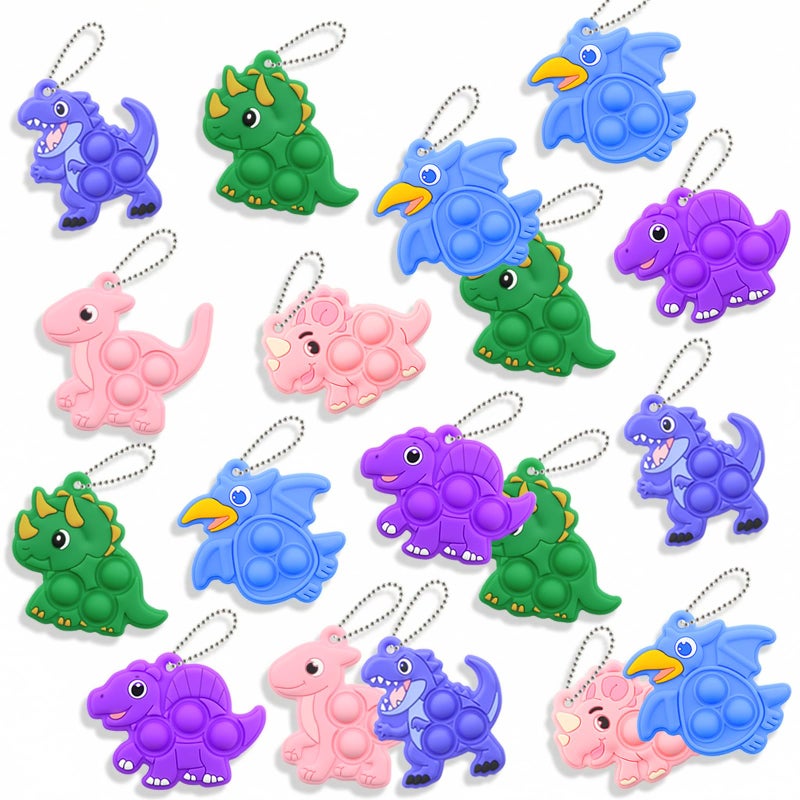 BicMan 30Pcs Dinosaur Pop Keychain Fidget Toys Easter Egg Fillers Mini Pop it Toy Bulk Set for Kids Classroom Prizes Birthday Party Favors Easter Goodie Bag Stuffers Ages 48 812 - Image 3