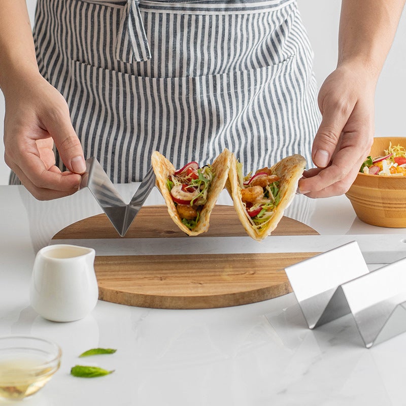 Spot Stainless Steel Mexican Pancake Rack W-Shaped Pancake Rack Corn Roll Rack Taco Holder - Image 3