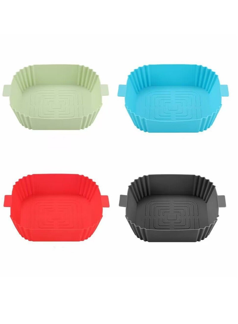 عام أغطية سيليكون للمقلاة الهوائية ، 4 قطع سيليكون قابلة لإعادة الاستخدام للمقالي الهوائية المربعة ، ملحقات آمنة للمقلاة الهوائية وأفران الطعام ، بديل لورقة السطحة القابلة للاشتعال ، صواني خبز سيليكون. - Image 2