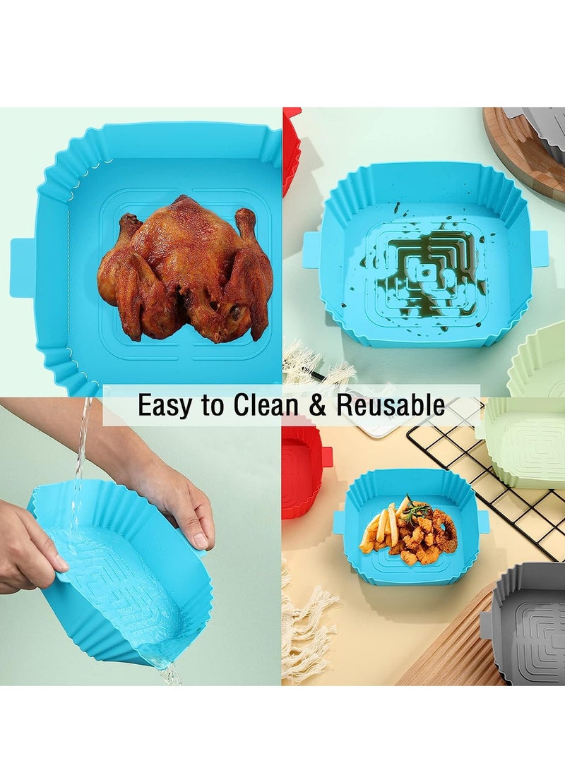 عام أغطية سيليكون للمقلاة الهوائية ، 4 قطع سيليكون قابلة لإعادة الاستخدام للمقالي الهوائية المربعة ، ملحقات آمنة للمقلاة الهوائية وأفران الطعام ، بديل لورقة السطحة القابلة للاشتعال ، صواني خبز سيليكون. - Image 3