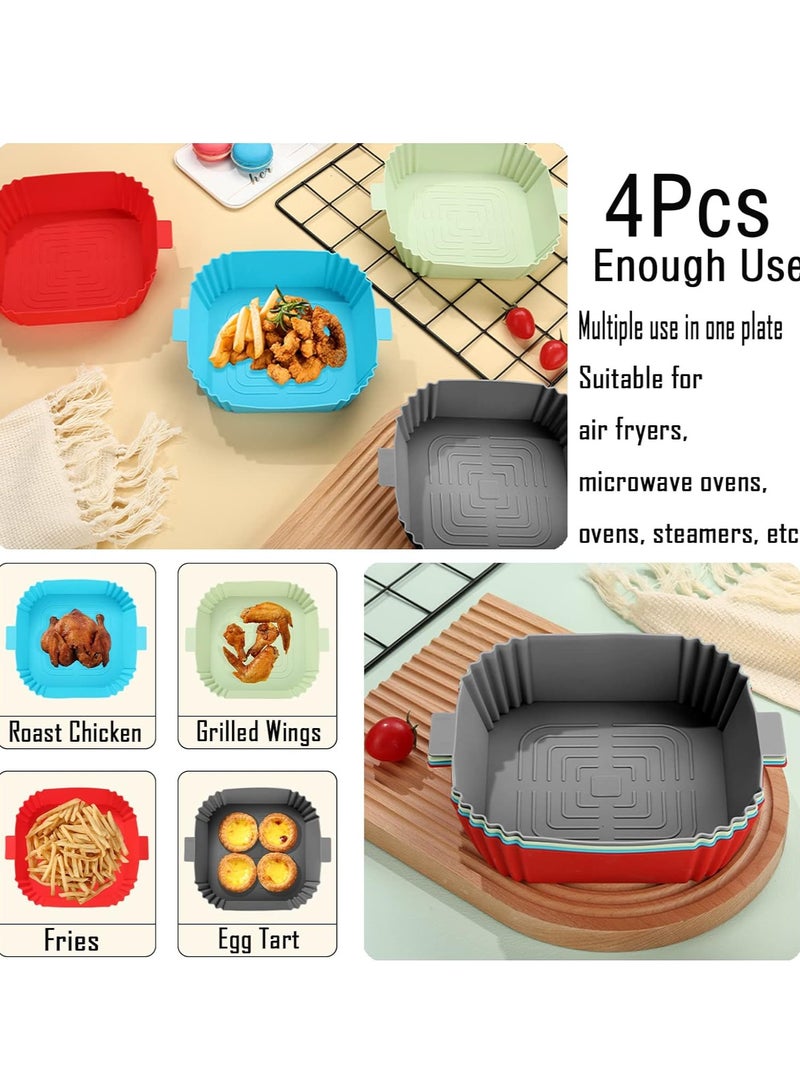 عام أغطية سيليكون للمقلاة الهوائية ، 4 قطع سيليكون قابلة لإعادة الاستخدام للمقالي الهوائية المربعة ، ملحقات آمنة للمقلاة الهوائية وأفران الطعام ، بديل لورقة السطحة القابلة للاشتعال ، صواني خبز سيليكون. - Image 4
