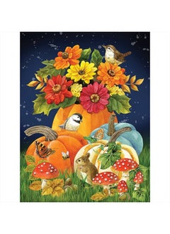 Bits and Pieces – 300 Piece Jigsaw Puzzle for Adults – Autumn Charm - Fall Pumpkins Woodland Creatures Jigsaw Puzzle by Artist Jane Maday, Completed Puzzle Size: 18" x 24"  - Image 1