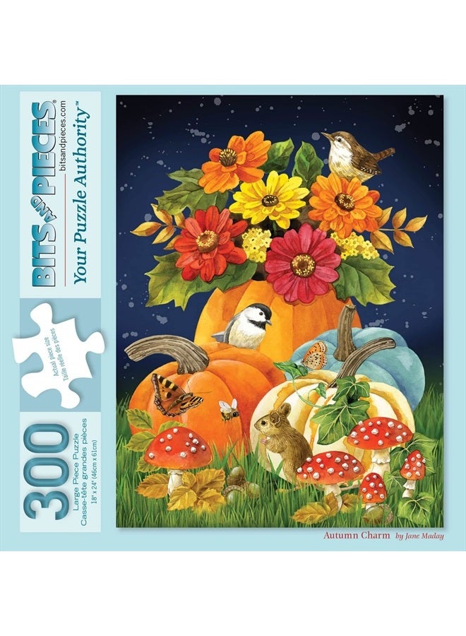 Bits and Pieces – 300 Piece Jigsaw Puzzle for Adults – Autumn Charm - Fall Pumpkins Woodland Creatures Jigsaw Puzzle by Artist Jane Maday, Completed Puzzle Size: 18" x 24" - Image 2