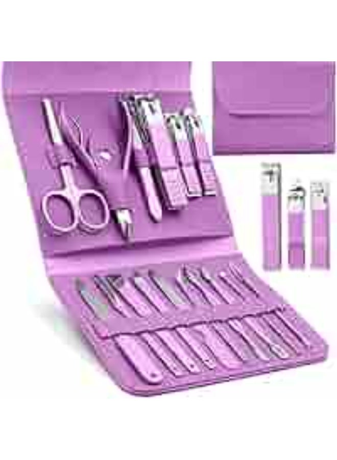 مجموعة قص الأظافر من الفولاذ المقاوم للصدأ مكونة من 16 قطعة، مجموعة أدوات مانيكير وباديكير منزلية كاملة، ألوان عشوائية - Image 3