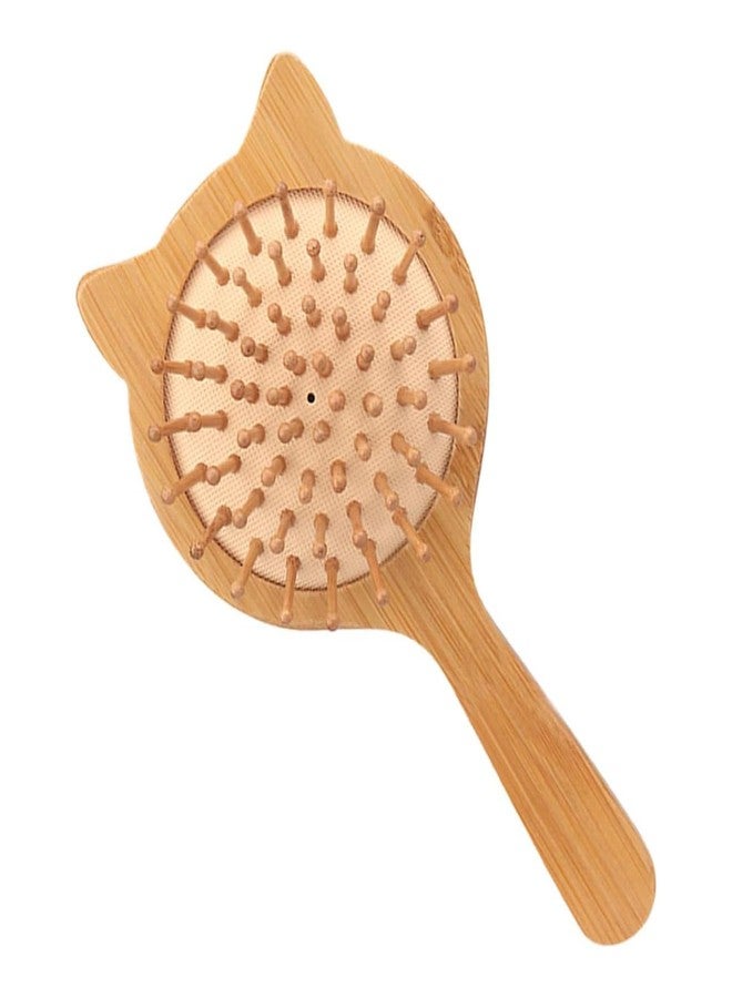 Relatable Mini Travel Hair Brush, Natural Wooden Paddle Hairbrush for Long Short Curly Thick Thin Hair for Men Women Kids Massaging Scalp Reducing Tangle & Promoting Hair Growth (Cat Ear Hair Brush) - Image 1